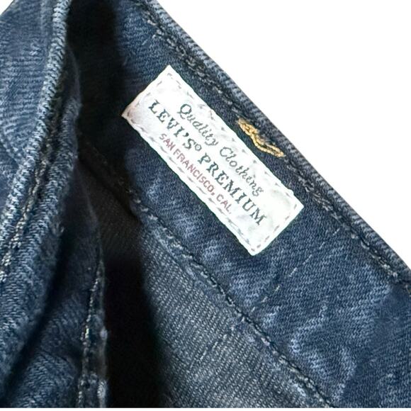 Levi Premium Wedgie Denim Jeans Women 27 Button Fly Black Classic Straight Big E - Picture 5 of 11